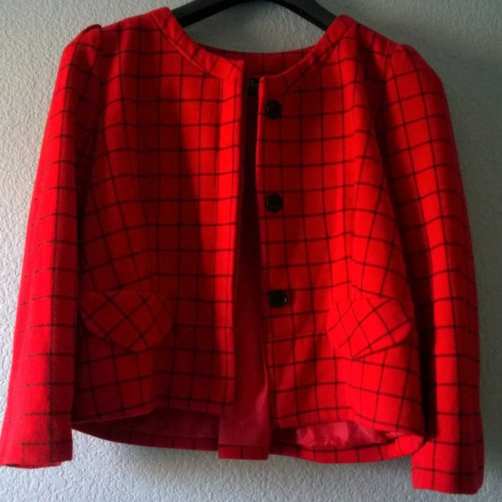 Red Grid Pattern Jacket - Picture 2 of 3